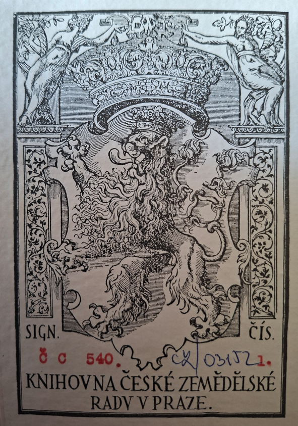 Exlibris Knihovny Zemědělské rady pro království České