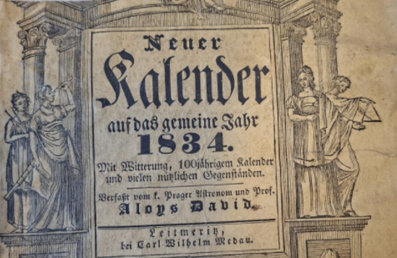 Titulní přebal periodika Neuer Kalender auf das gemeine Jahr 1834